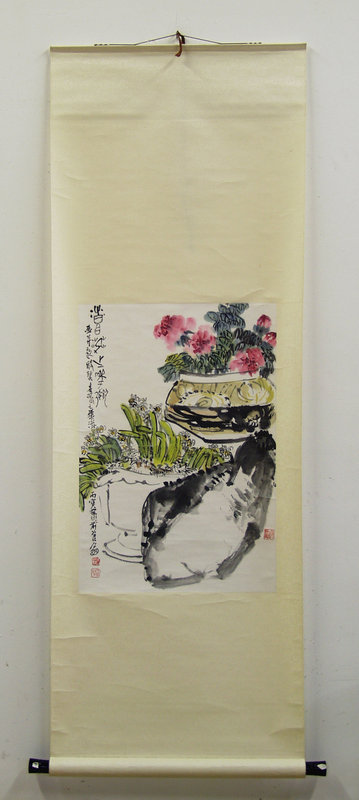 Antique Chinese Orchid Study Scroll