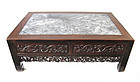 Chinese Antique Low Carved Hardwood Table with Marble