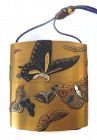 Japanese Lacquer and Inlay Inro with Butterflies