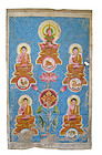 Cambodian Temple Painting with 5 Buddhas