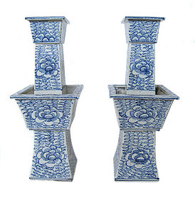 Pair of Chinese Antique Porcelain Candle Stands