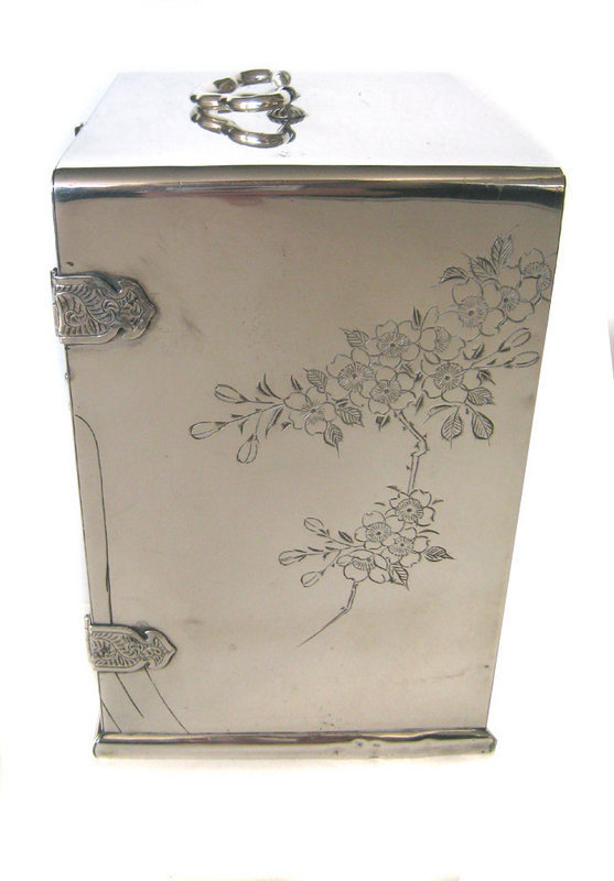 Japanese Antique Silver Jewelry Box with Drawers