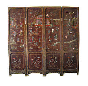 Chinese Antique 4 panel Coromandel Screen