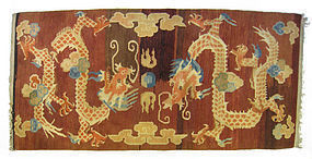 Chinese Antique Rug with 2 Dragons