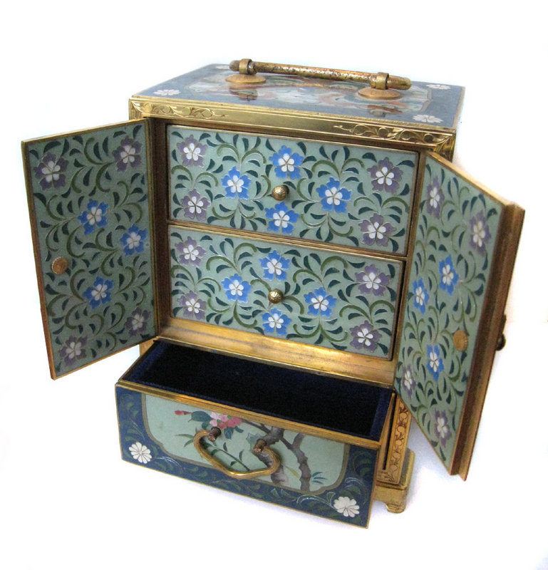 Japanese Antique Cloisonne Jewelry Box with Drawers