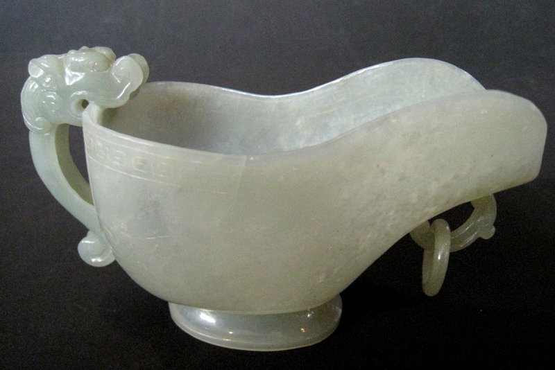 Chinese Jadite Pitcher with Dragon Handle