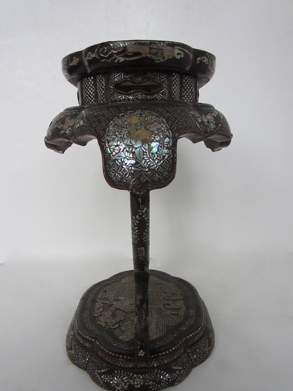 Chinese Lacquer Stand with Inlay