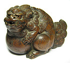 Japanese Antique Bizen Ware Fu-dog Waterdropper