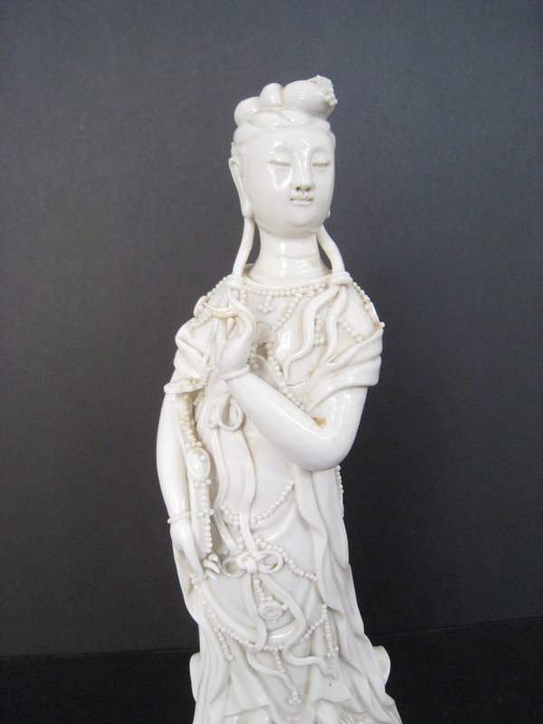 Antique Chinese Blanc de Chine Kwan Yin Statue