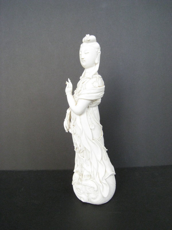 Antique Chinese Blanc de Chine Kwan Yin Statue