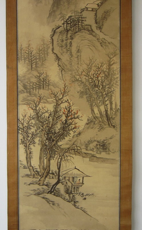 Antique Japanese Nanga Landscape by Senda Hanko