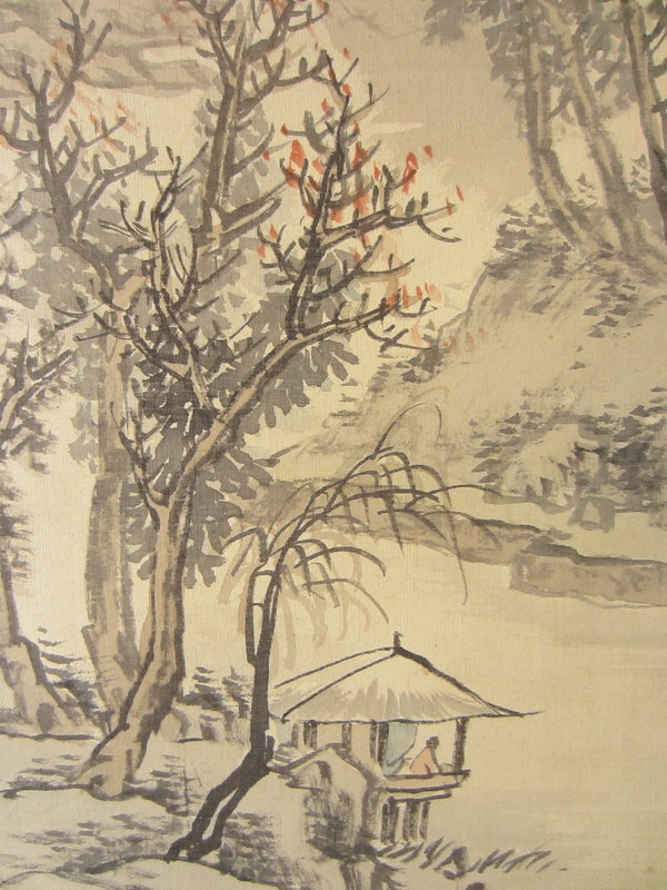 Antique Japanese Nanga Landscape by Senda Hanko