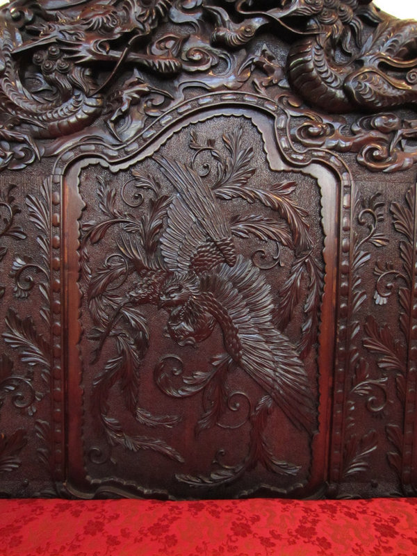 Japanese Antique Carved Dragon Bench