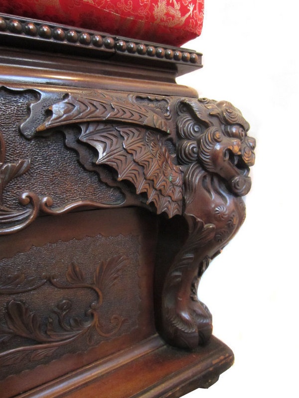 Japanese Antique Carved Dragon Bench