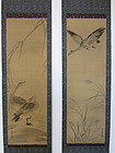 Antique Diptych of Geese by Kano Dohaku Chikanobu