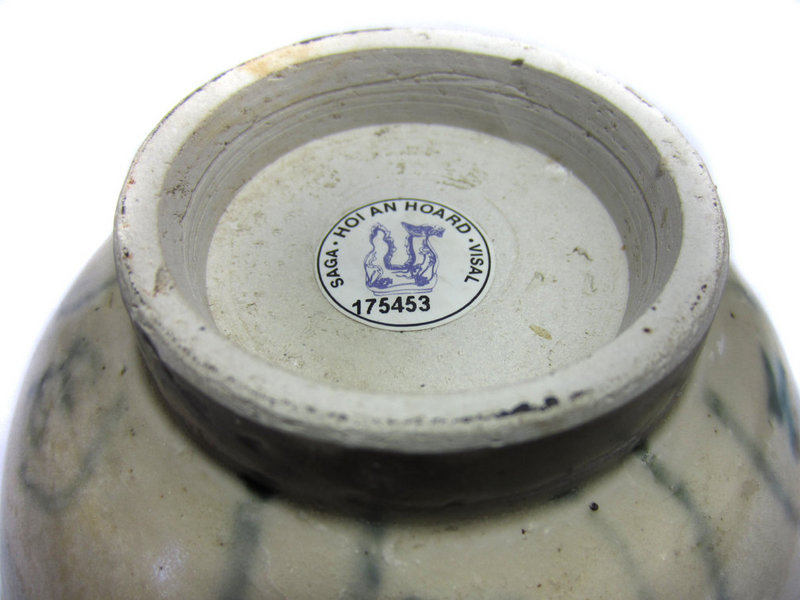 Antique Vietnamese  Blue and White Pottery Bowl