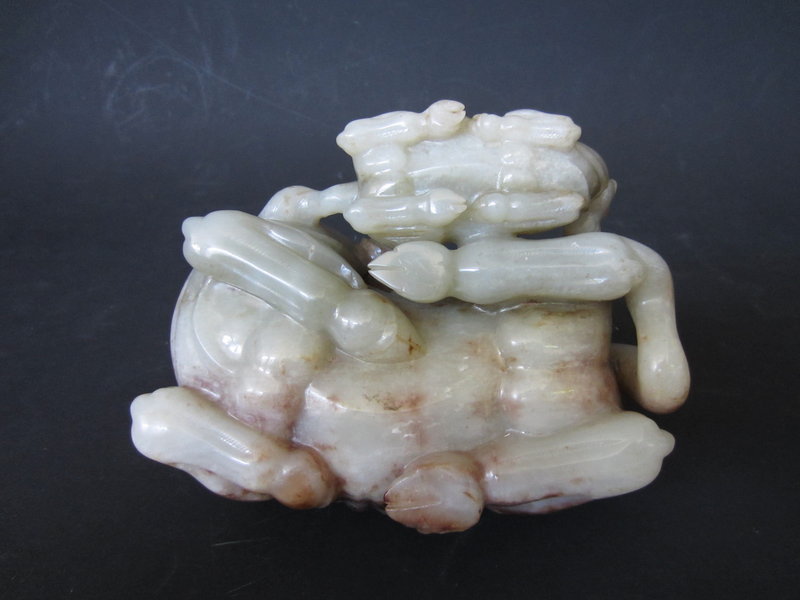 Chinese Nephrite Jade Carving of a Camel and Calf