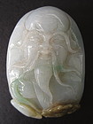 Chinese Carved Jadeite Pebble of Lucky God