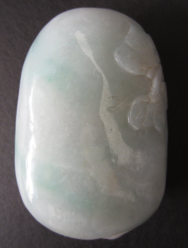Chinese Carved Jadeite Pebble of Lucky God