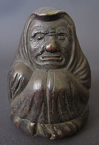 Japanese Antique Bronze Daruma Seal Box
