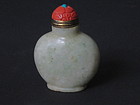 Antique Chinese Jade Snuff Bottle with Coral lid