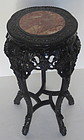 Antique Chinese Carved wood side table with  Marble top