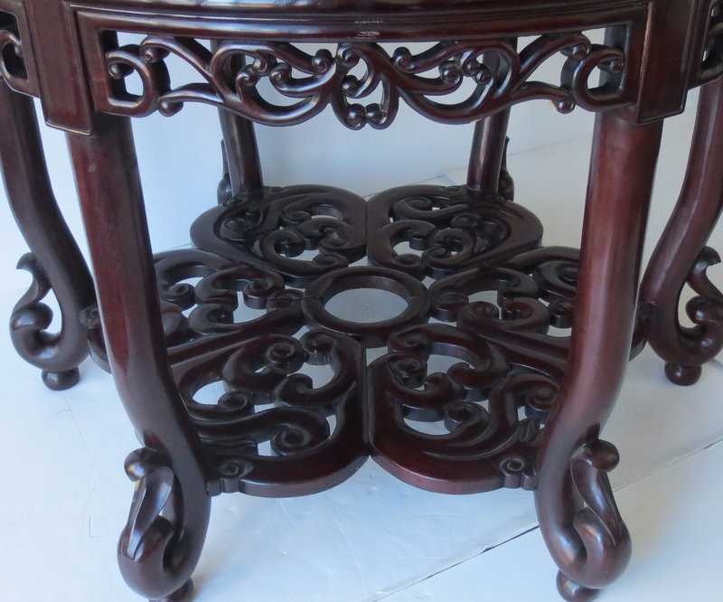 Antique Chinese Hardwood Round Table with 6 chairs