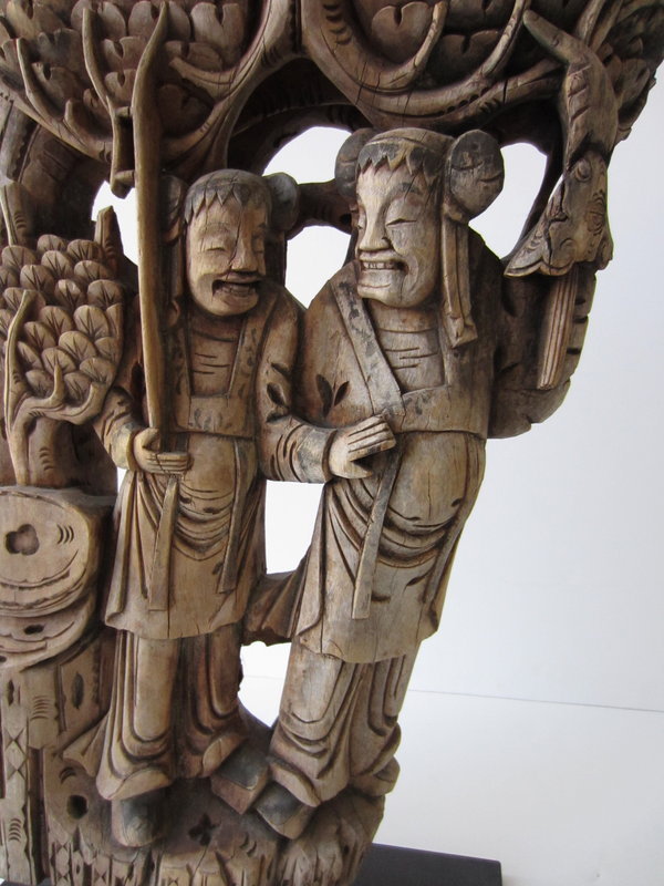 Chinese Carved Wooden Temple Architectural Panel