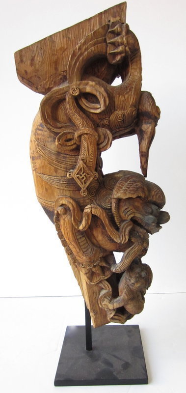 Chinese Carved Wooden Fu-Dog