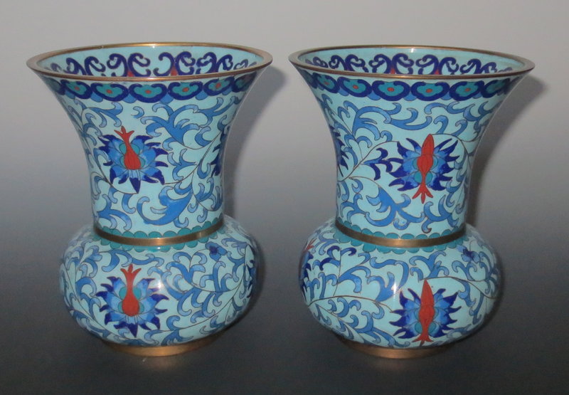 Antique Chinese Pair of Cloisonne Vases