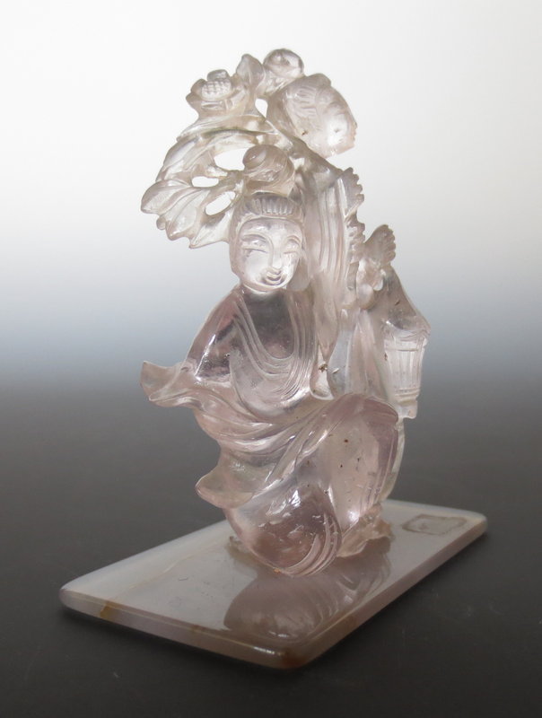 Antique Chinese Miniature Sculpture of Two Court Ladies