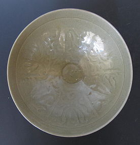 Korean Koryo Period Celadon Bowl with Floral Motif