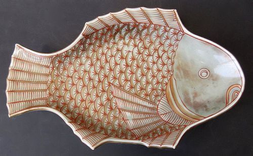 Six Antique Japanese Porcelain Fish-Shaped Plates