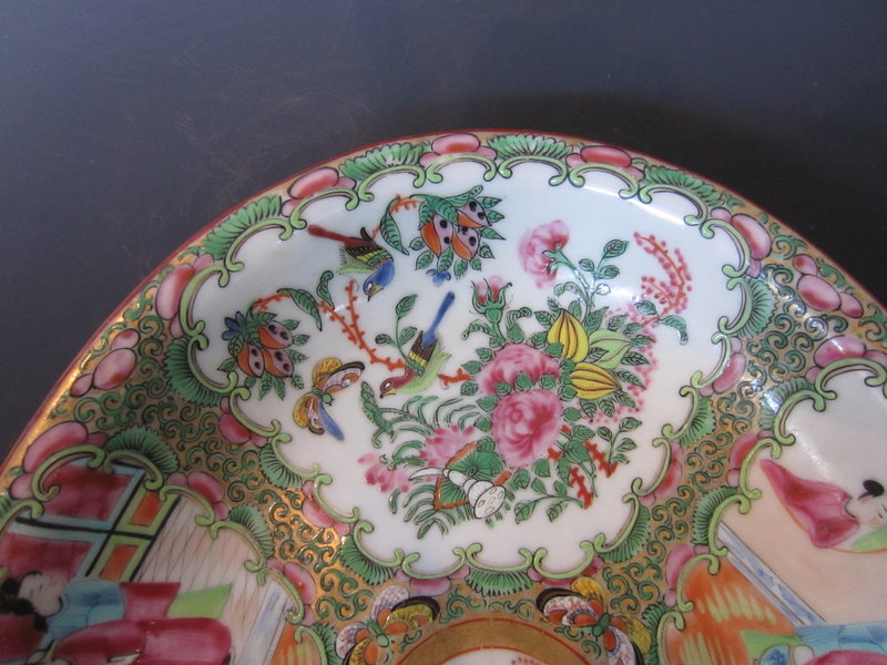 Antique Chinese Rose Canton Serving Bowl