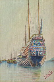 Vintage Chinese Watercolor by Yastriez