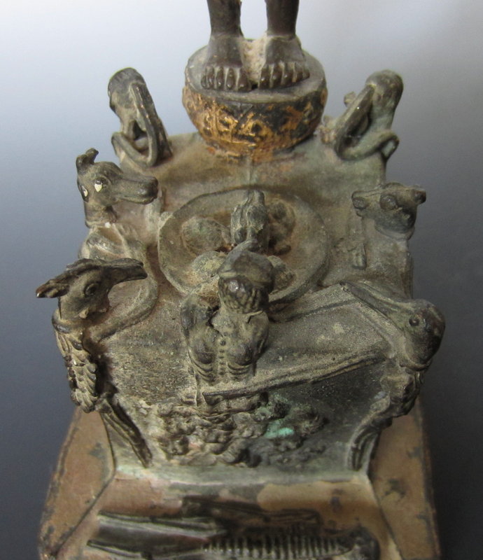 Thai Antique Bronze Figure of Ksitigarbha and Demons