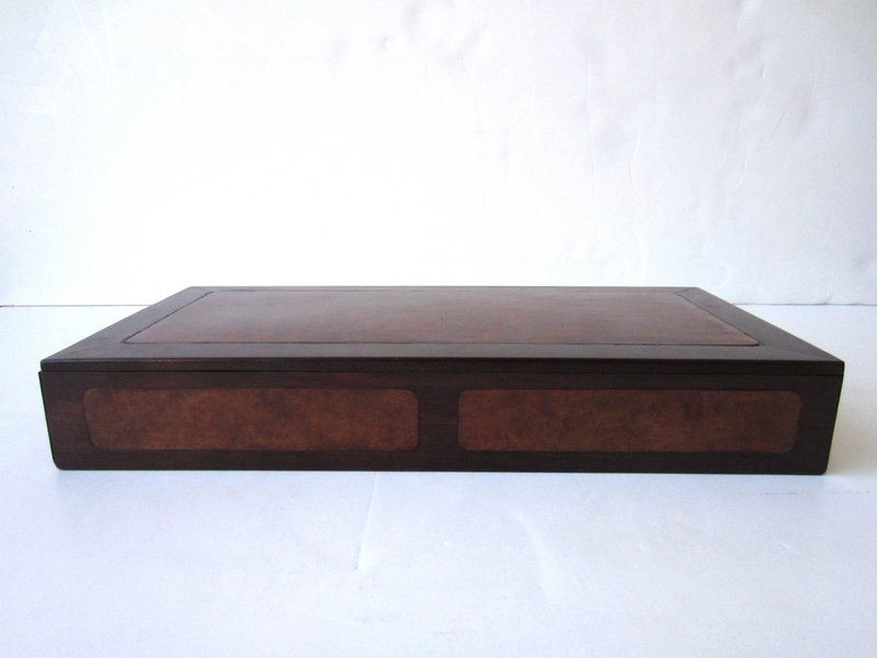 Chinese Hardwood Box with Sliding Panel