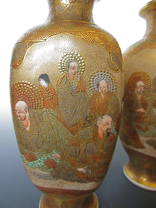 Pair of Japanese Antique Satsuma Vases