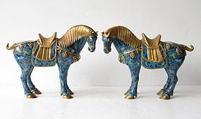 Pair of Chinese Cloisonne Horses