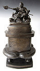 Japanese Antique Pair of Large Bronze Warrior Censers