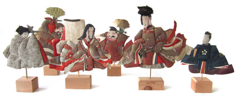 Set of Six Antique Japanese Puppets