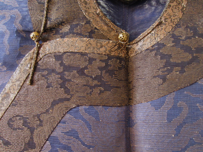 Chinese Antique Blue and Gold Dragon Robe