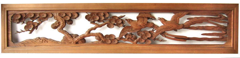 Large Japanese Antique Ranma (Transom) Birds in Flight