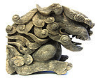 Large Keyaki Wood Fu-Dog Temple Carving