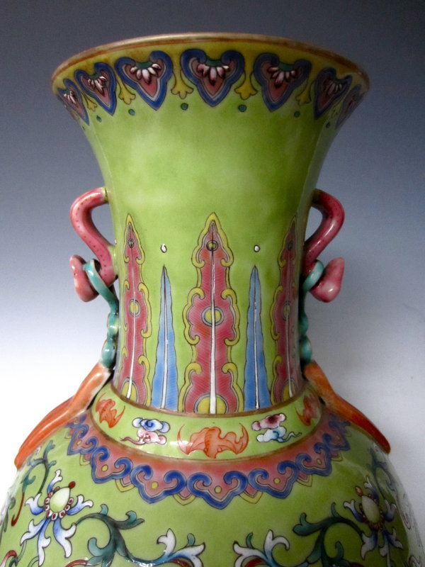 Pale-green Porcelain Vase with Stylized Handles