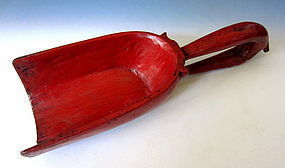 Antique Burmese Red Lacquer Shaker Scoop