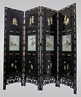 Chinese Coromandel Screen with Porcelain Panels