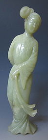Chinese Carved Serpentine Figure of a Maiden