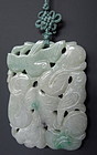 Chinese Small Jadeite Plaque of Birds with Melons