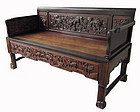 Chinese Antique Highly Carved Huanghuali Bench